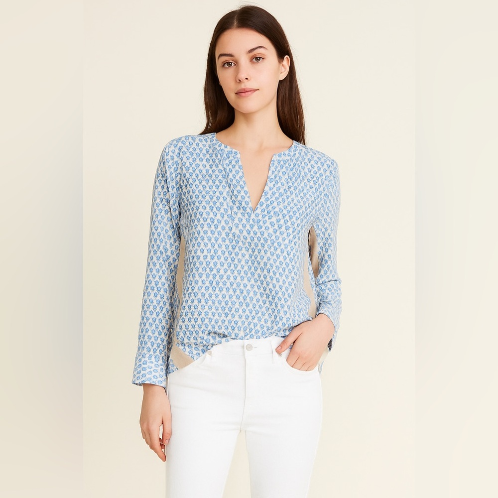 J.Crew Blue and White Women's Tunic Blouse